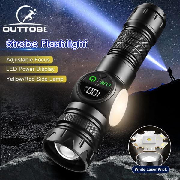 Outtobe Mini Torch Light Led Power Display Adjustable Focus
